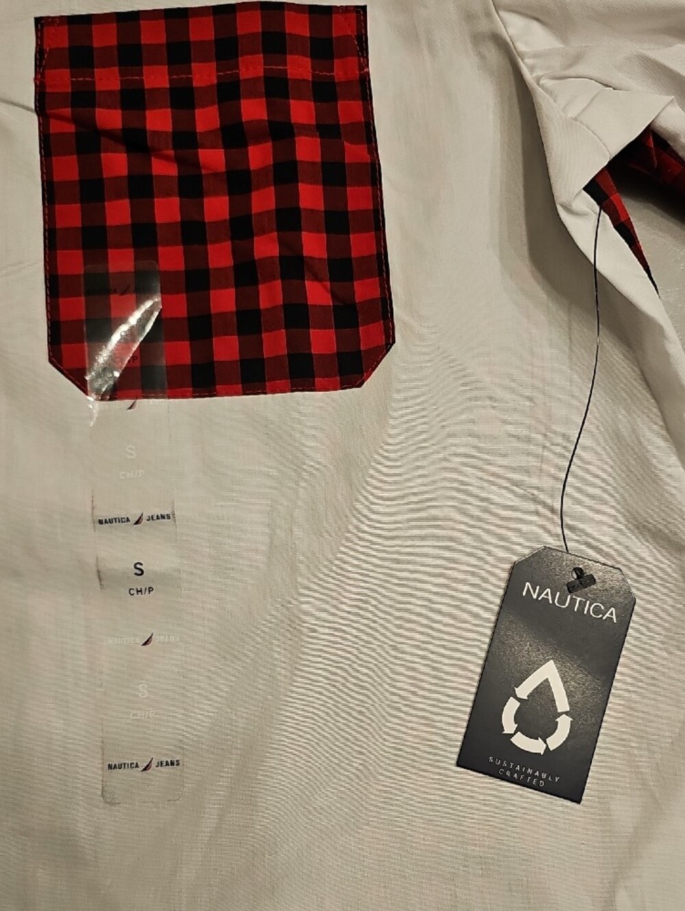 Kid's Contrast Red Plaid Trim White Button-Up Shirt - Picture 2 of 8